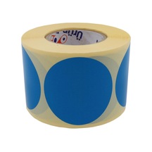 Mavi Renk Zemin Baskılı Kuşe Etiket 40mm Çapında 500 Adet 40mm Kuka Çapı Mavi Çok Renkli