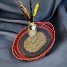 Hasır Sepet, Oval Jüt Sepet, %100 Doğal Hasır Sepet, Çok Amaçlı Dekoratif Hasır Sepet, Organizer 001