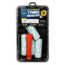 7 Parça Mini Boyacı Seti 10 Cm Xl Rulo Boya Küveti Yedek Rulolu