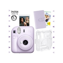 Fujifilm Instax Mini 12 Fotoğraf Makinesi + 20'li Film + Laporta Albüm + Şeffaf Kılıf Seti Lila