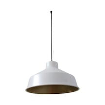 Retro Metal Beyaz Içi Gold Dekoratif Tekli Sarkıt Avize Çap:30 Cm (537176569)