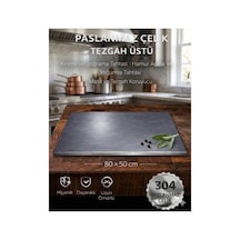 Gkd Üst Kalite 80x50cm Tek Bükümlü Paslanmaz Çelik Tezgah Üstü Kesme Tahtası, Hamur Yoğurma Tahtası, Tezgah Üstü Koruyucu Metalik