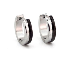 Siyah Dış Hatlı 16 MM Çap Çelik Halka Erkek Küpe E921