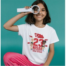 Alpşan Ticaret 23 Nisan Tişörtleri 23 Nisan T-shirt Beyaz Çocuk Yetişkin Tişört Unisex T-shirt Çocuk Bayramı 59 Beyaz