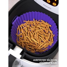 Airfryer Silikon Pişirme Kabı 20x5 Cm Bpa Içermez Tüm Airfryer'lere Uyumlu Pişirme Kağıdı Mor