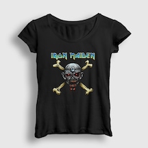 Presmono Kadın Skull Iron Maiden T-shirt Siyah