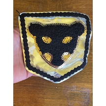 11x11 Cm Gümüş Sarı Payetli Kaplan Arma Dikiş Aplike
