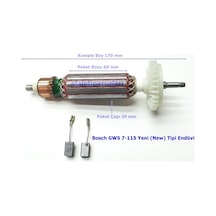 Bosch Uyumlu Tipi Gws 7-115 Endüvi Rotor Kollektör Ve Kömürü Yeni İnce