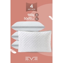 Eve Tekstil 4 Adet Klimax Serisi Kılıflı Fermuarlı Klimali Antialerjik Silikon Elyaf Yastık 50x70cm 900 Gr Beyaz