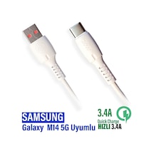 Samsung Uyumlu Galaxy M14 5g Şarj Kablosu 3.4a 20w Hızlı Şarj Aleti Kablosu
