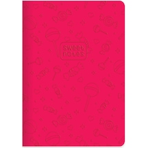 Çizgili Termo Deri Ve Sert Kapak Neon Şeker Defter 14 X 20 Cm - Pembe