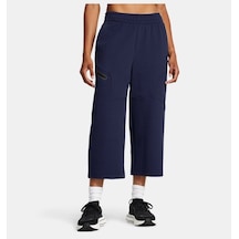 Under Armour Kadın Ua Unstoppable Fleece Grid Crop Eşofman Altı 1386492-410 Midnight Navy Black Lacivert - Siyah
