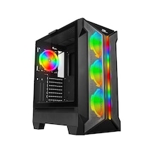 Powerboost VK-Z002B 4 ARGB Ring Fanlı Mid-Tower Oyuncu Bilgisayar Kasası