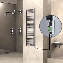 Haiti Elektrikli Havlupan 400x1500 Düz Krom On/off Düğmeli 300 Watt
