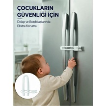 4 Adet Dolap Kapak Kilidi Ev İçi Güvenlik İçin Pratik Koruma Seti Yeni Nesil Açık Beyaz