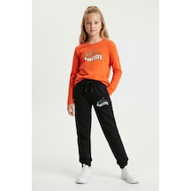 Yuvarlak Yaka Stay Posıtıve Baskılı Kız Çocuk Alt-üst Takım Turuncu Yuvarlak Yaka Stay Posıtıve Baskılı Kız Çocuk Alt-üst Takım Turuncu