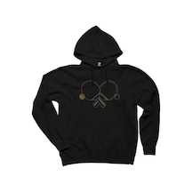 Ping Pong Rackets Soft Siyah Kapşonlu Sweatshirt Hoodie Siyah