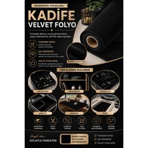 Kendinden Yapışkanlı 50cm X 1 Metre Siyah Süet Kadife Velvet Folyo