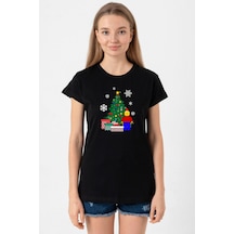 Lego Man Christmas Siyah Kadın Tshirt SIYAH