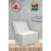 1 Adet Kapaklı Kutu Hurç 50x40x30 Midi Boy Gri