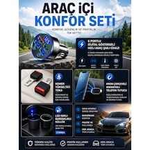 Araç İçi Konfor Seti 6 Portlu Hızlı Şarj Cihazı + Kemer Yükseltici Toka + Mıknatıslı Telefon Tutucu + Led Işıklı Küllük Seti