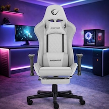Rampage Kl-r27 Elemental Ayak Dayama Yerli Terletmez Kumaş Gri / Karbon Gaming Oyuncu Koltuğu Beyaz