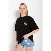 Flood Of Style Logo Baskılı Siyah Tişört Hope