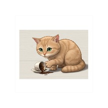 Kahve Ve Kedi Modern Ahşap Tablo