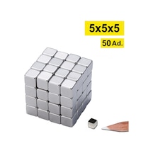 50 Adet - Küp Neodyum Mıknatıs, 5x5x5 Mm, Güçlü Magnet, N35 Kalite