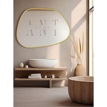 Asimetrik Ayna 75x55 Cm Konsol Aynası, Dresuar Aynası, Duvar Aynası, 1.kalite Şişecam Ayna 75 X 55 Gold