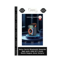 Delux Serisi Bluetooth Hoparlör Rgb Işıklı 10w D77 Siyah Müzik Doğum Günü Sürpriz