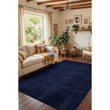 Valerıa Vlr01n Lacivert Dekoratif Şönil Kilim Modern Desen Yıkanabilir Yumuşak Kaymaz Taban Halı