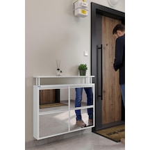 Ceha Tablalı 4'lü Metal Ayakkabılık - Kar Beyaz/aynalı K.AYK-2.4/A/B/P9003