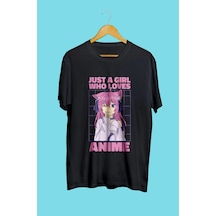 Anime Kızları Anime Çizim Baskılı Unisex Tişört Siyah
