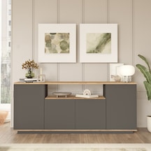 Robin Home Loft Konsol 4 Kapaklı Raflı 180cm Çam-antrasit