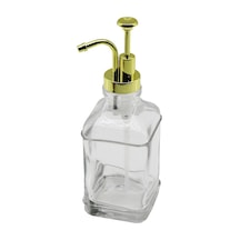 Kare Cam Şişe - Şeffaf Sıvı Sabunluk 500ml Pompa - Musluk Ayrık Model Başlı 5570
