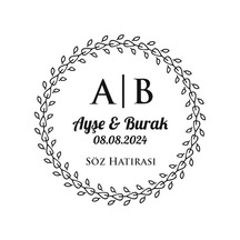 Ortası Desenli Düz Dikdörtgen Mühür Kına Nişan Düğün 3x3 Cm Özel Etiket / 50 Adet Sticker Beyaz