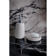 Marble Beyaz Banyo Seti Tuvalet Wc Sıvı Sabunluk Diş Fırçalığı Beton Aksesuar Takım Gri