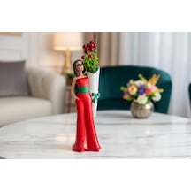 Mutlu Yıllar Kokinalı Saksılı Bayan Figuru 32cmx32cm