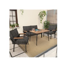 Mygusi Hayal Balkon, Bahçe, Cafe, Metal Kanepe Koltuk Takımı , Bahçe Mobilyası, 60x90 Masalı - 211 Antrasit