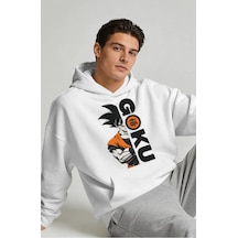 Sevbano Son Goku Dragon Ball Anime Sırt Baskılı Unisex Oversize Premium H beyaz