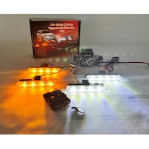 Turuncu Beyaz Panjur Led 4lü Çakarlı Modlu Kumandalı 12v