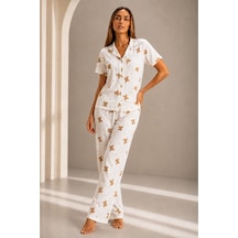 Norcia Sports Kadın Kısa Kol Rahat Kalıp Şık Kırık Beyaz Pijama Takımı Çok Renkli - 929322821 Çok Renkli - 929322821 Çok Renkli