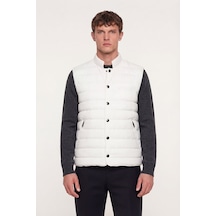 Giotelli Erkek Beyaz Dar Kesim Slim Fit Dokuma 6 Drop Bomber Yelek