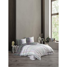 Kristal Nevresim Takımı Ekose Gri Çift Kişilik