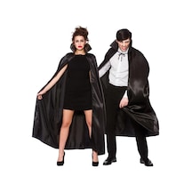 Yakalı Siyah Halloween Pelerini 120 Cm Uzunluk