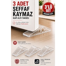 3 Adet Şeffaf Silikon Kapı Altı Stoperi Kaydırmaz Kapı Durdurucu 12 Cm Kapı Sabitleyici