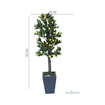 Yapay Çiçek Sitesi Yapay Limon Ağacı 155 Cm Ahşap Saksıda Sarı - Yeşil