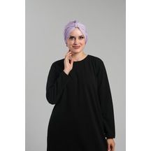 Hürrem Bone Lila Pratik Hazır Geçmeli Tesettür Bone Sandy Pileli Salaş 2121 28 Lila