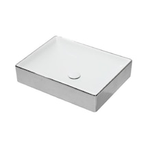 Lucco Square 50 CM Dikdörtgen Lavabo Içi Beyaz Dışı Gümüş